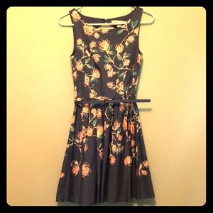 Blue floral print dress